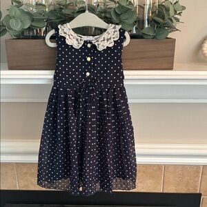 3T Blueberi Boulevard Navy Polkadot Dress with faux Pearl Buttons